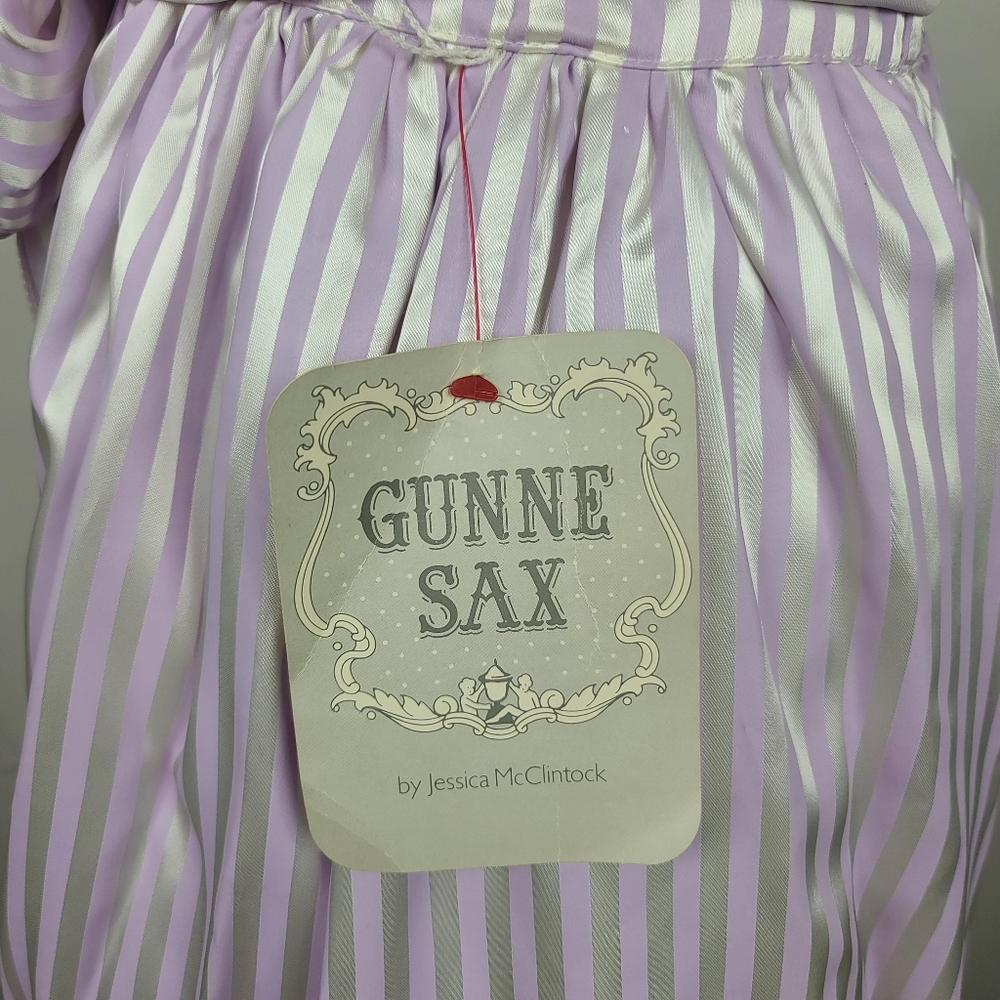 Vintage Gunne Sax Lavender Purple Striped Sweethart Neckline Midi Party Dress 7 - Picture 13 of 16